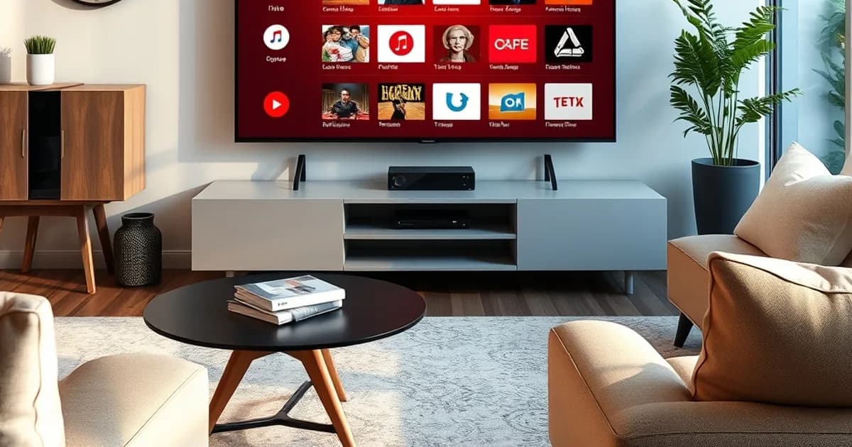 Smart-TV-Startbildschirm mit App-Symbolen zur Installation der IPTV German 4K App